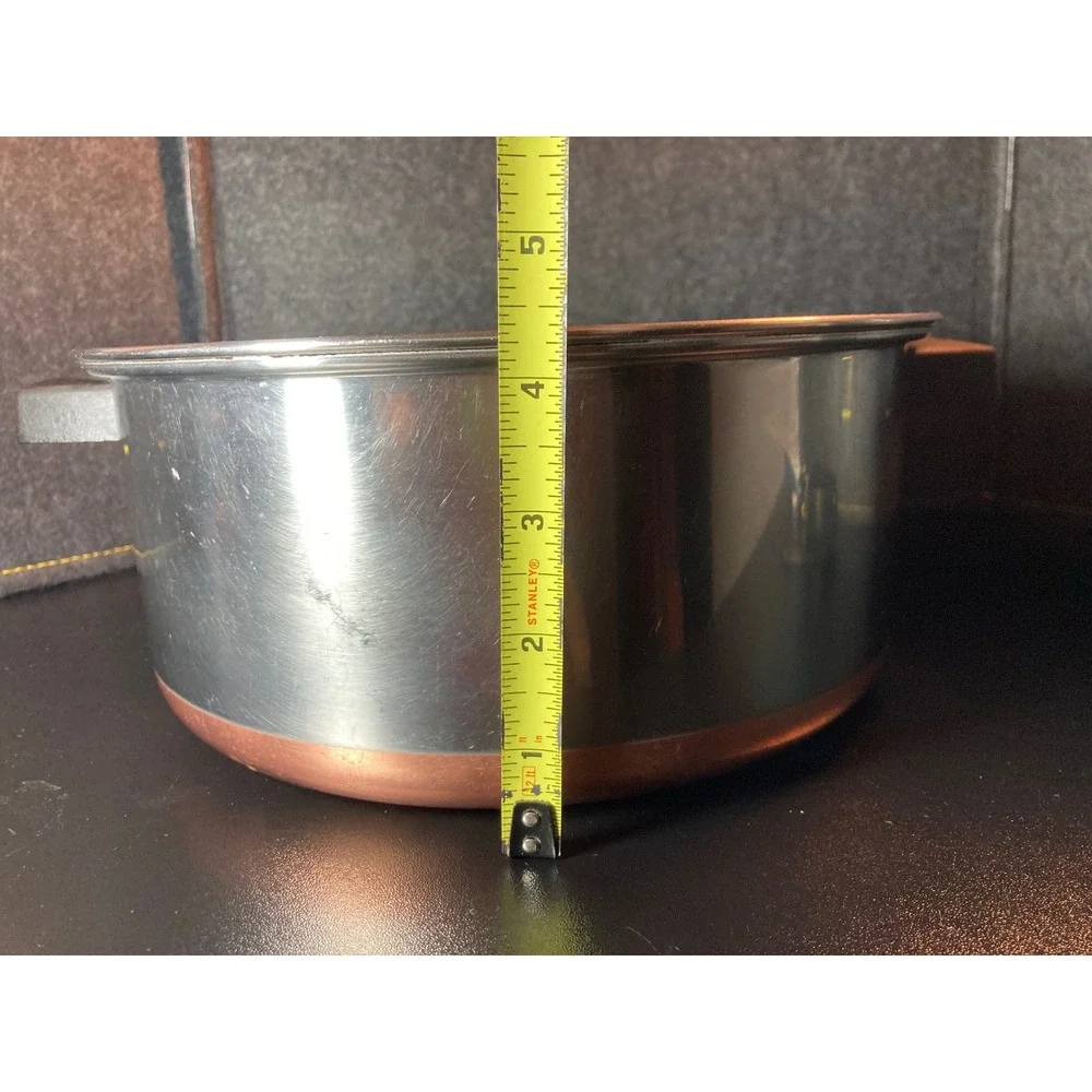 Vintage Ekcoware Stainless Steel Stockpot Thick Copper Bottom Made in USA 4.5 QT